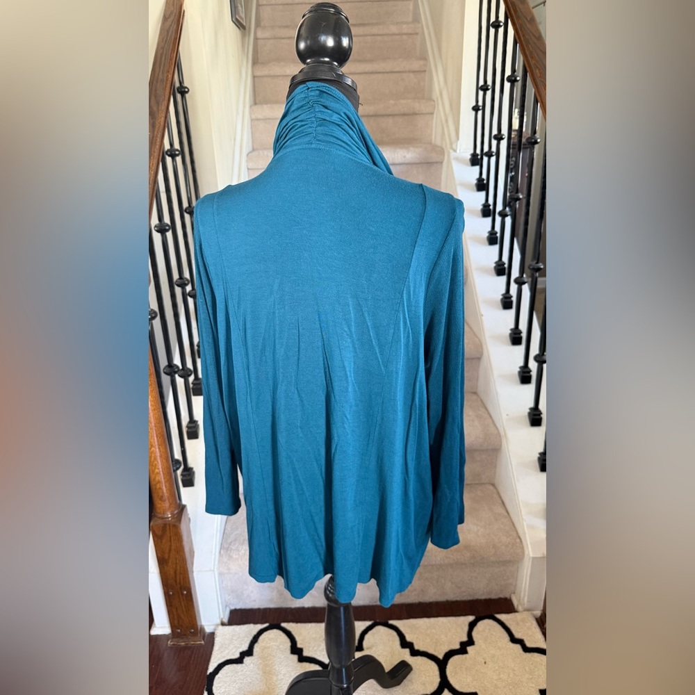 Coldwater Creek Teal Draped Open-Front Cardigan - Picture 3 of 4